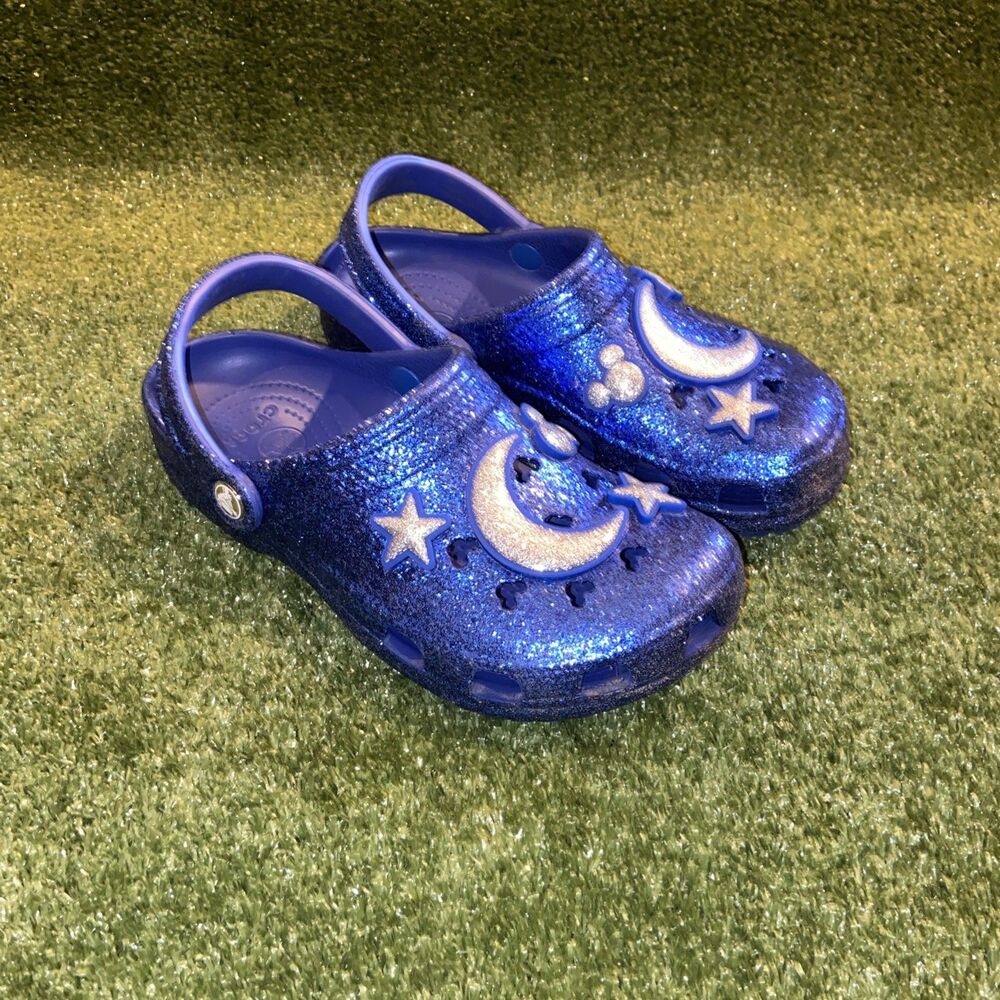 Disney Parks Sorcerer Mickey Make a Wish Blue Glitter Crocs Men’s 6 Women’s 8 - Picture 3 of 9